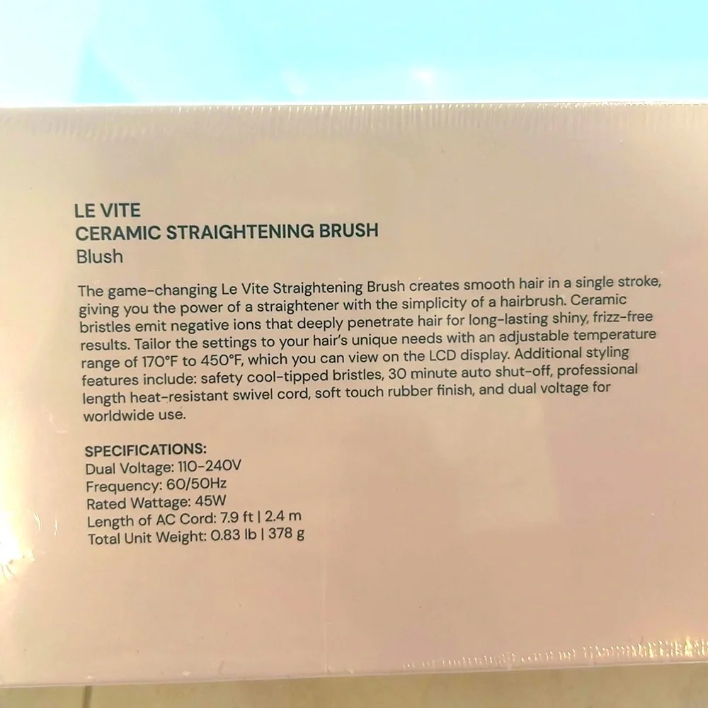 L’ange Le Vite Ceramic Straightening Brush in Blush.NWB